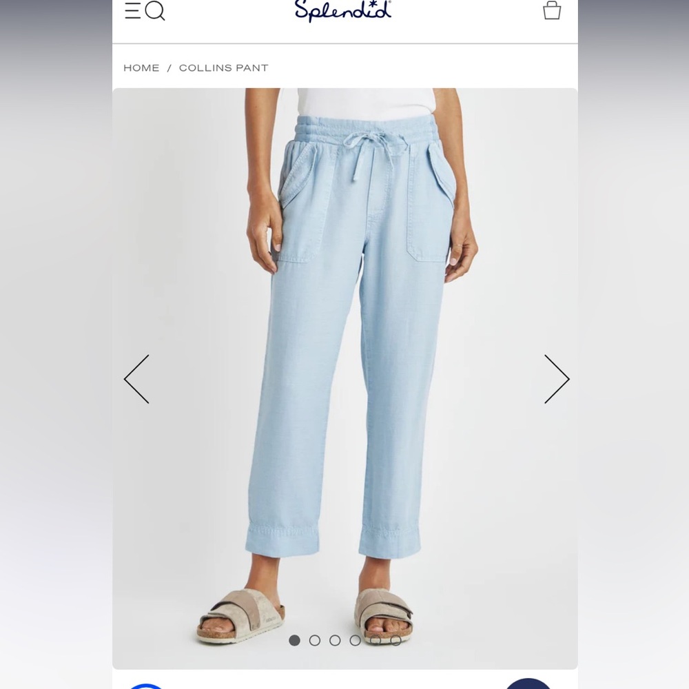 Splendid Collins Pant XS Blue Linen NWT NEW cropped
